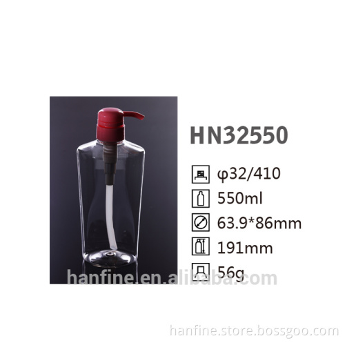 factory price clear bottle for shampoo /400-550ml/pump bottle /PET design